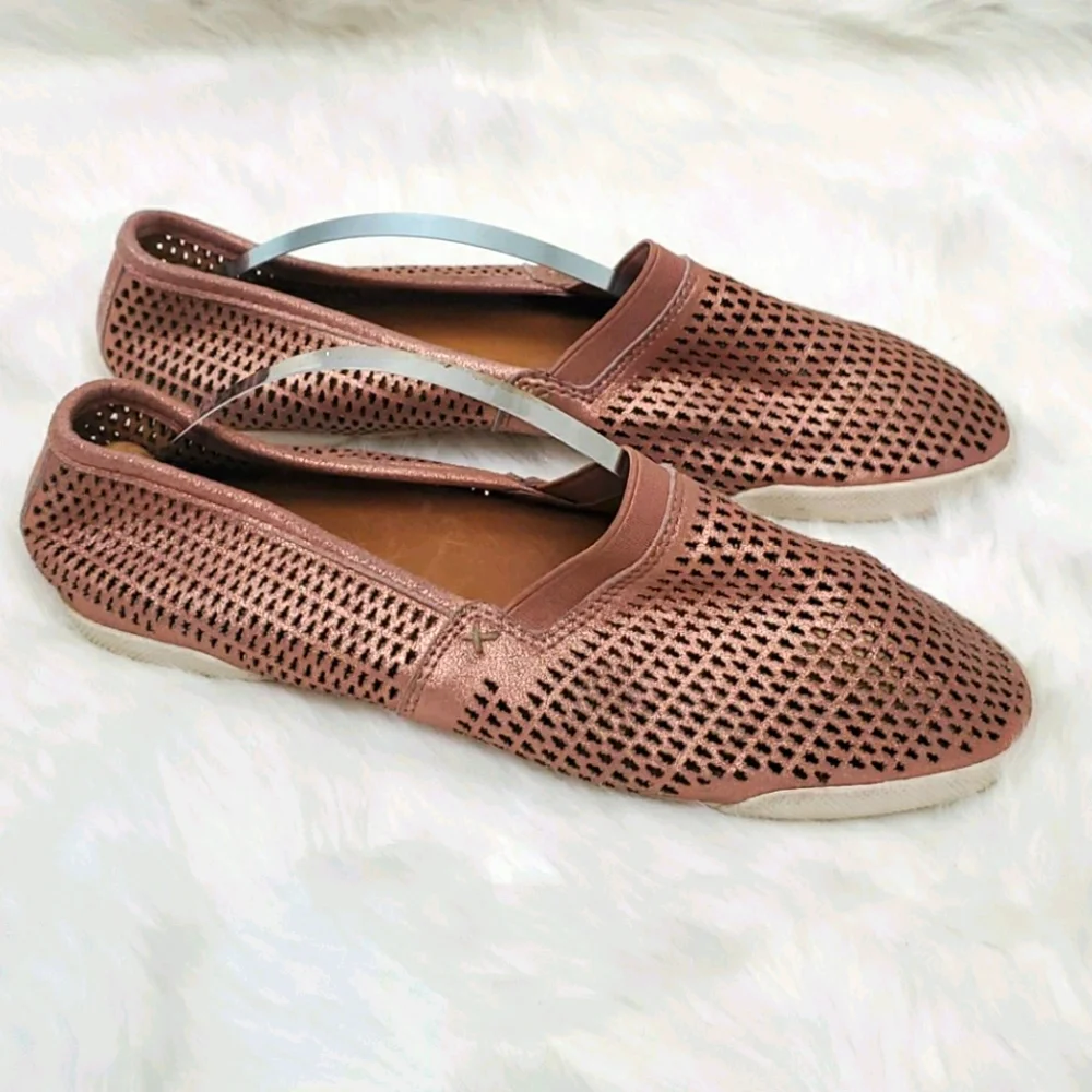 Frye Rose Gold Perforated Slip-On Flats